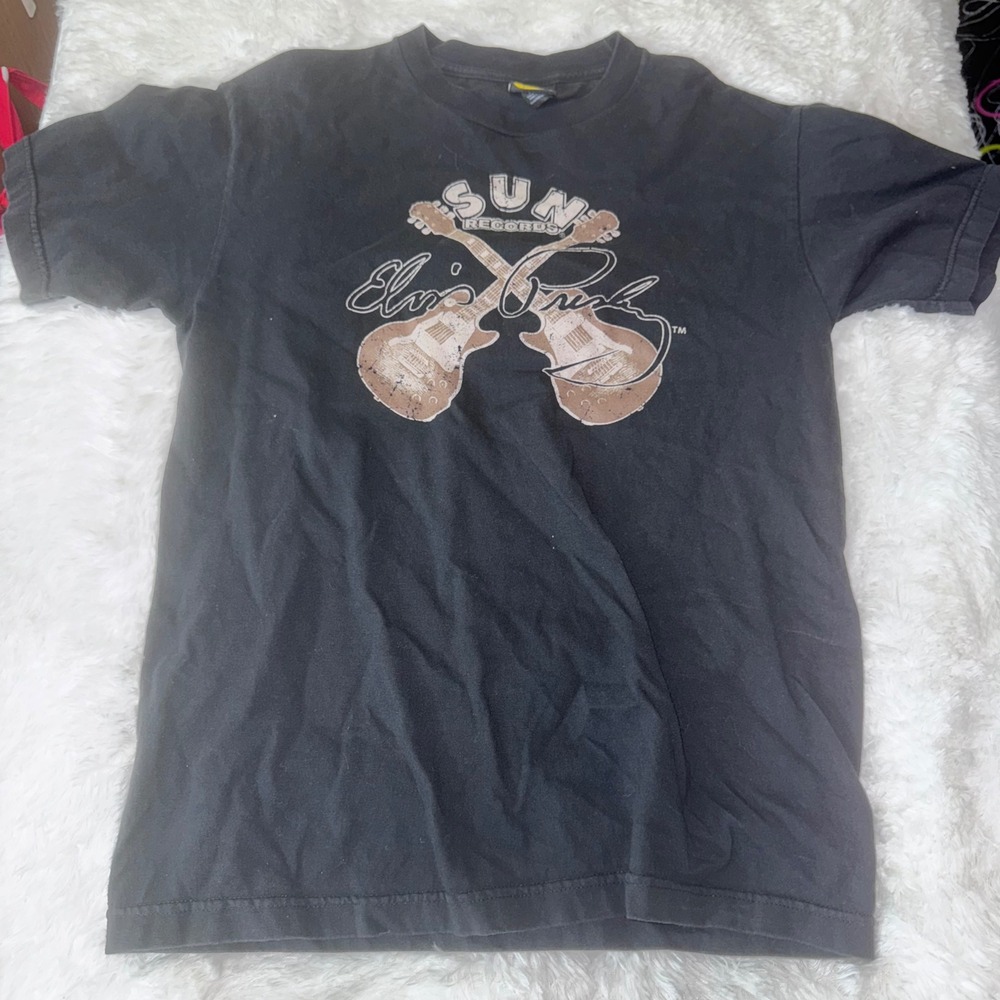 Sun Records Elvis Presley‎ Guitar Black T Shirt Steady Clothing Men's